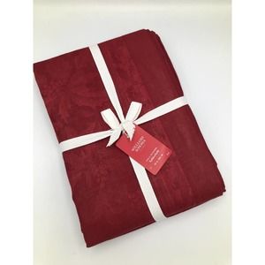 Williams Sonoma Holly Jacquard Red Tablecloth